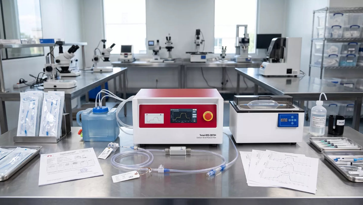 Balloon Catheter Testing System Setup for Validation and Production QC